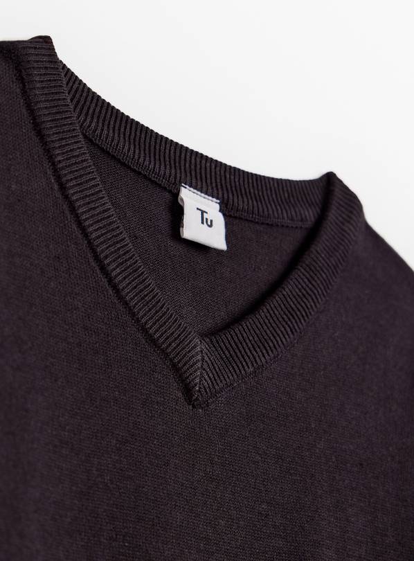 Plain black v hot sale neck school jumper