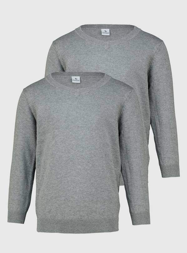 Grey V-Neck Jumpers 2 Pack - 12 years