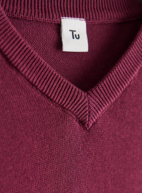 Pink Dark Red V Neck Jumper Express Women's Size M Deep Vneck