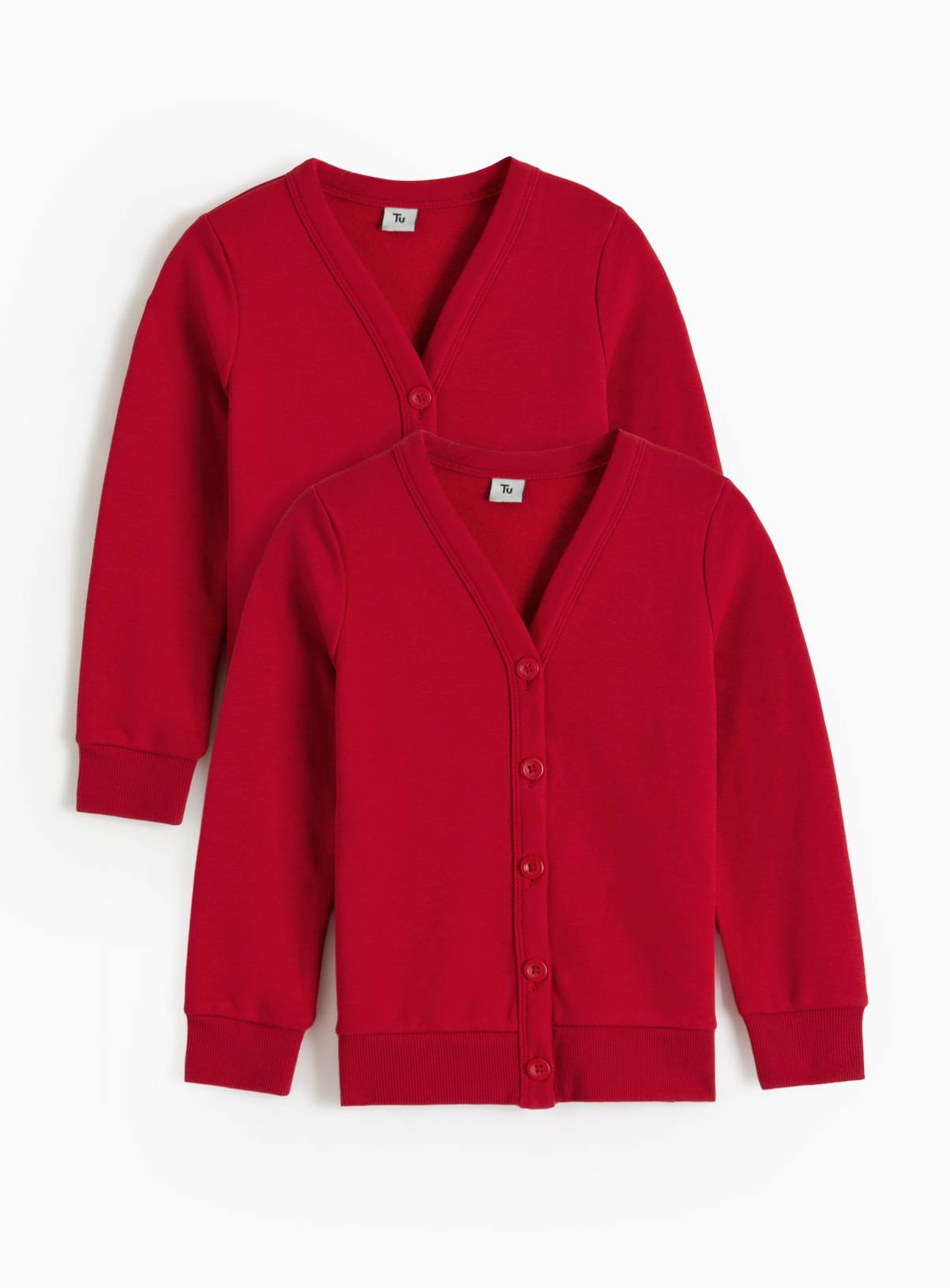 Red Cotton Rich Sweat Perfect Colour V Neck Cardigan 2 Pack 5 years - Image 1