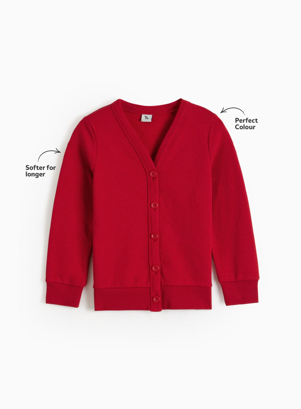 Red Cotton Rich Sweat Perfect Colour V Neck Cardigan 2 Pack 5 years - Image 2 thumbnail