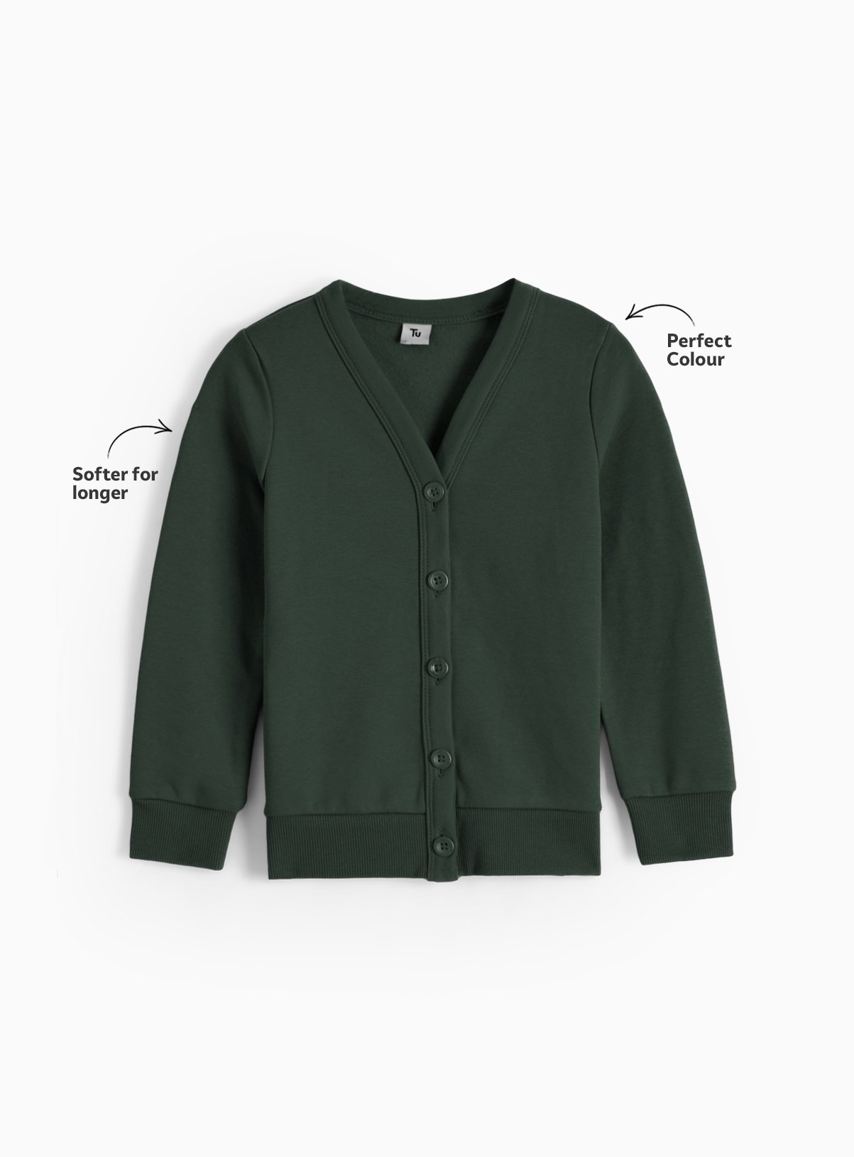 Dark Green Sweat V Neck Cardigan 2 Pack 6 years - Image 2 thumbnail