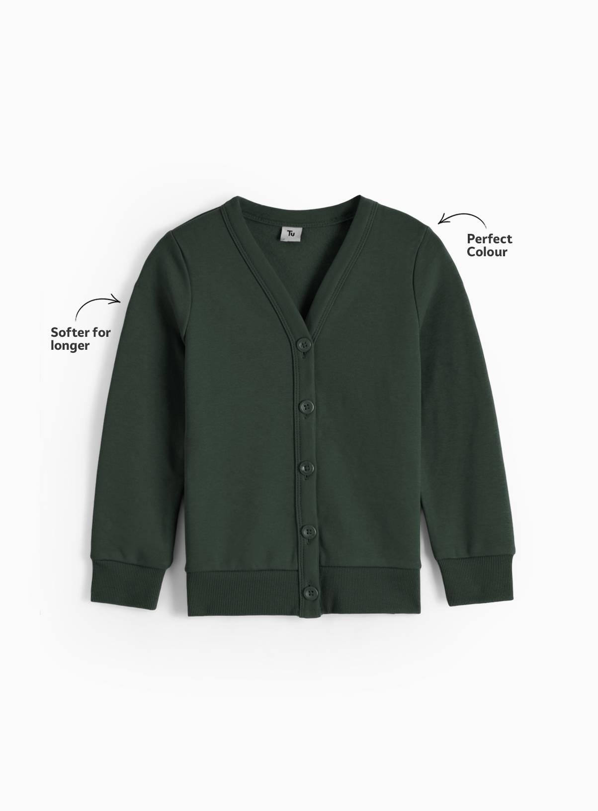 Dark Green Sweat V Neck Cardigan 2 Pack 6 years - Image 2