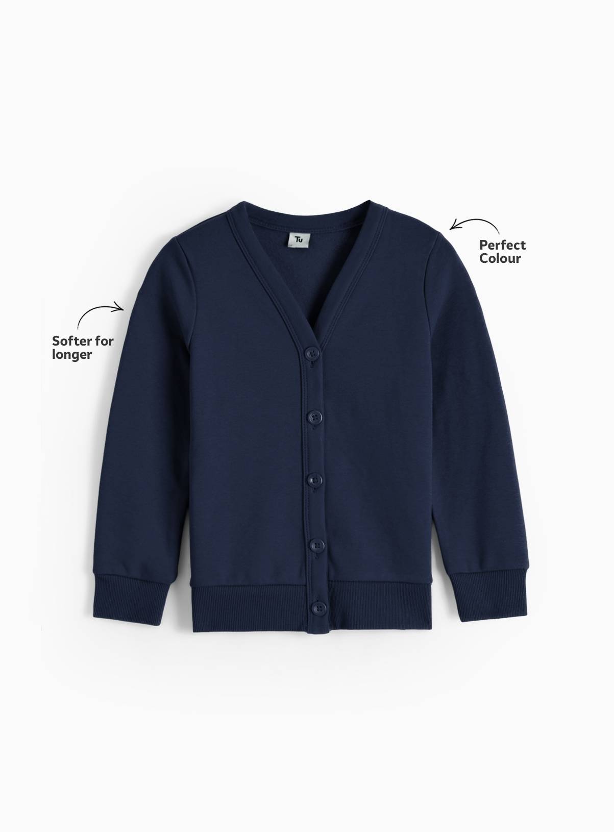 Navy Cotton Rich Sweat V Neck Cardigan 2 Pack 9 years - Image 2