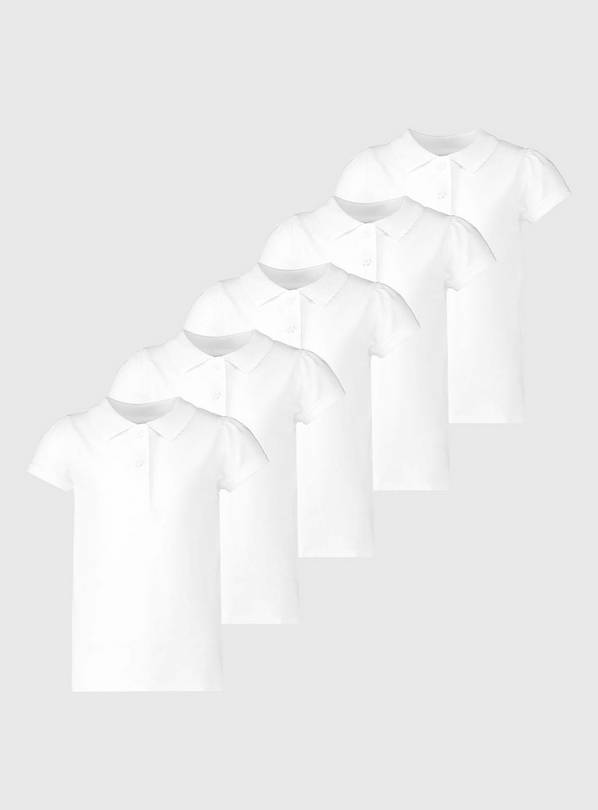 White Easy Care Polo Shirts 5 Pack 12 years