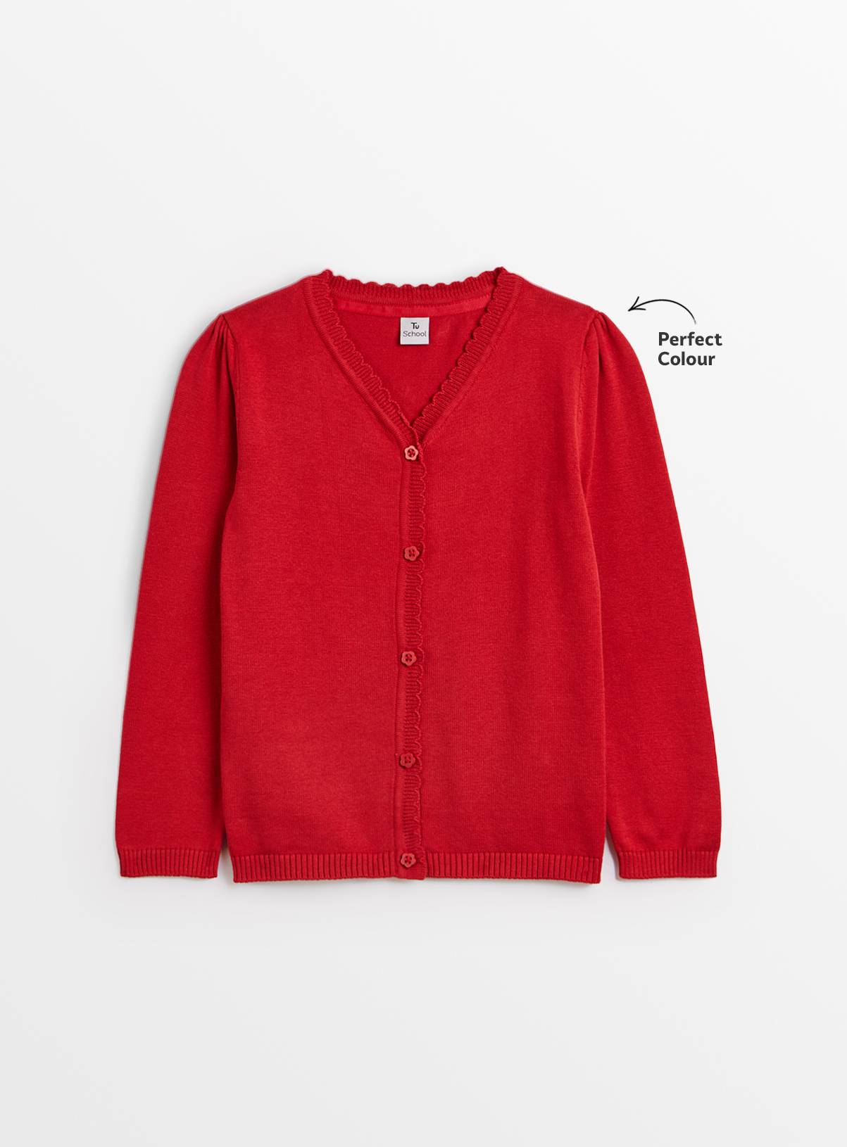 Red Knitted Cotton Scallop Trim V Neck Cardigan 2 Pack 9 years - Image 2