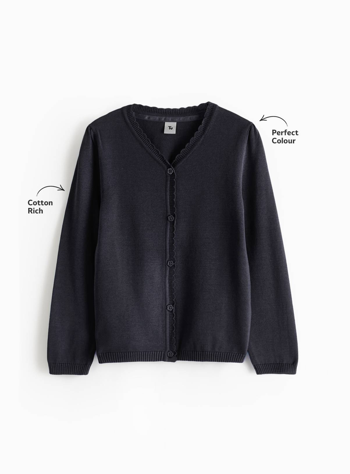 Navy Cotton V Neck Cardigan 2 Pack 5 years - Image 3