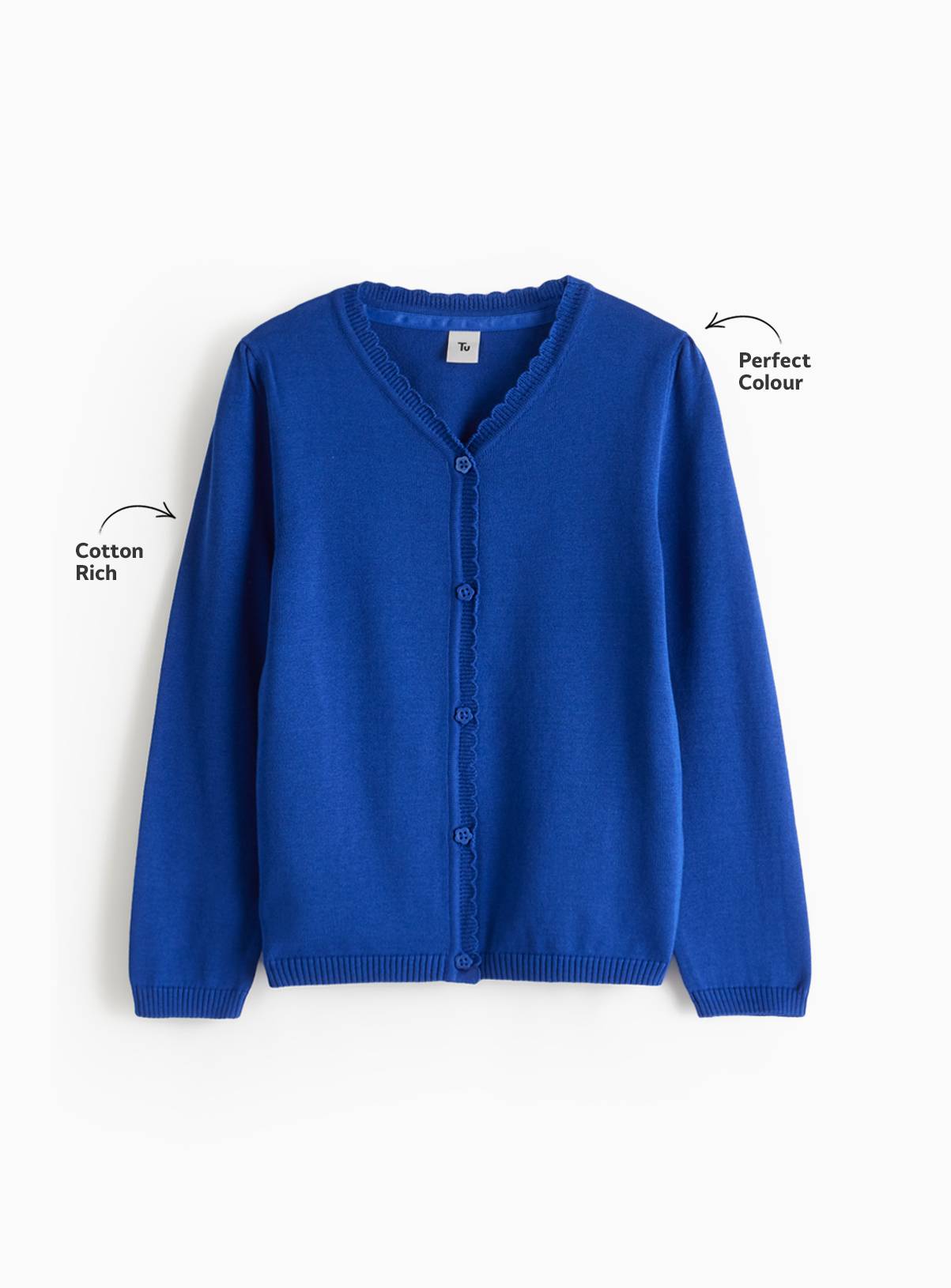 Blue Knitted Cotton V Neck Cardigans 2 Pack 7 years - Image 3