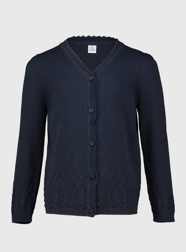 Dark Navy Pointelle Knit Cardigan 12 years