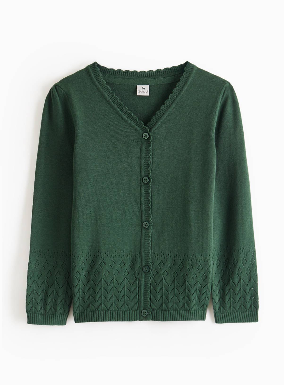 Green Pointelle Knit Cotton Cardigan 3 years - Image 1