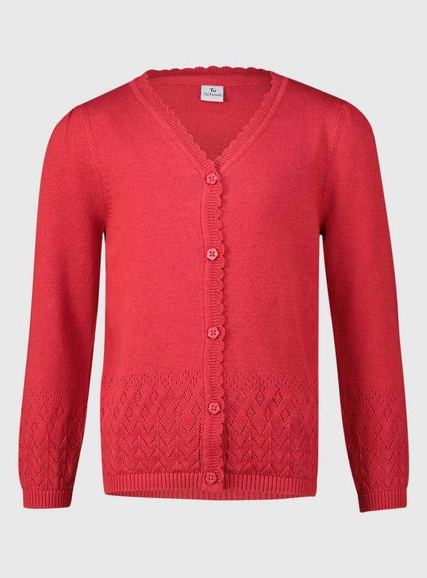Red Pointelle Knit Cardigan - 4 years