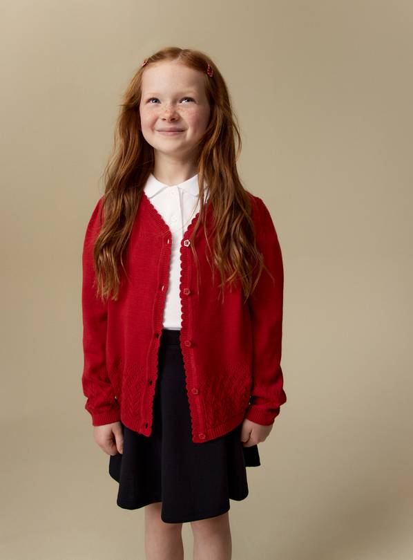 Red Pointelle Knit Cardigan 7 years