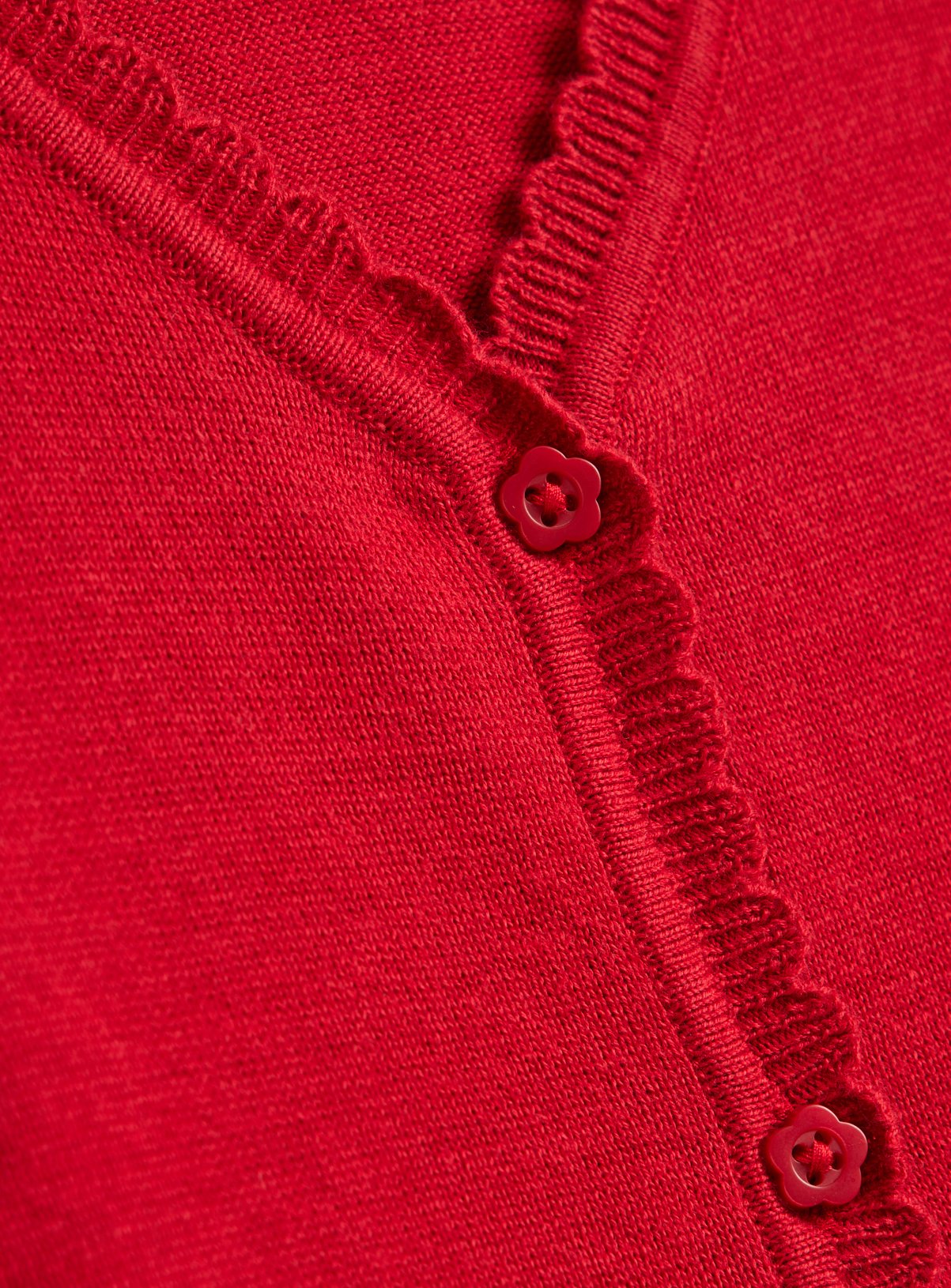 Red Pointelle Knit Cotton Scallop Trim Cardigan 12 years - Image 5 thumbnail