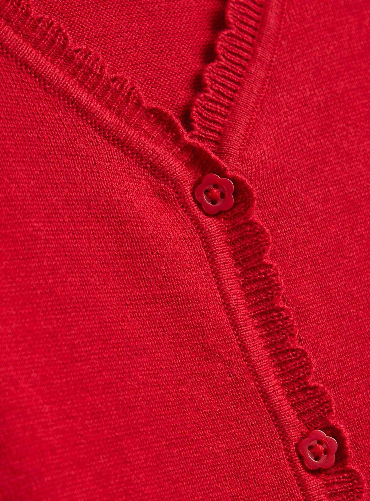 Red Pointelle Knit Cotton Scallop Trim Cardigan 12 years - Image 5