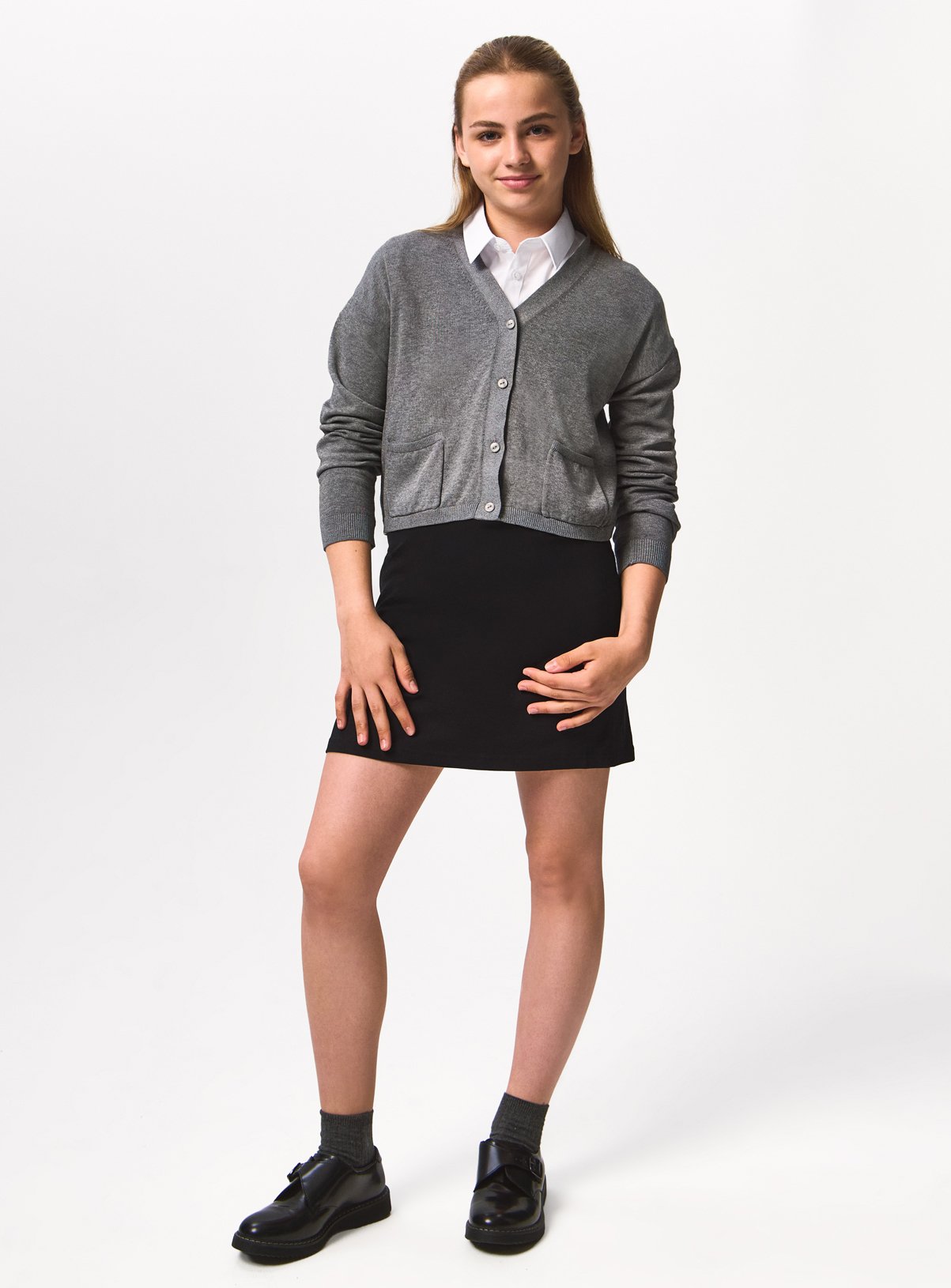 Grey V-Neck Cardigan 13 years - Image 2 thumbnail