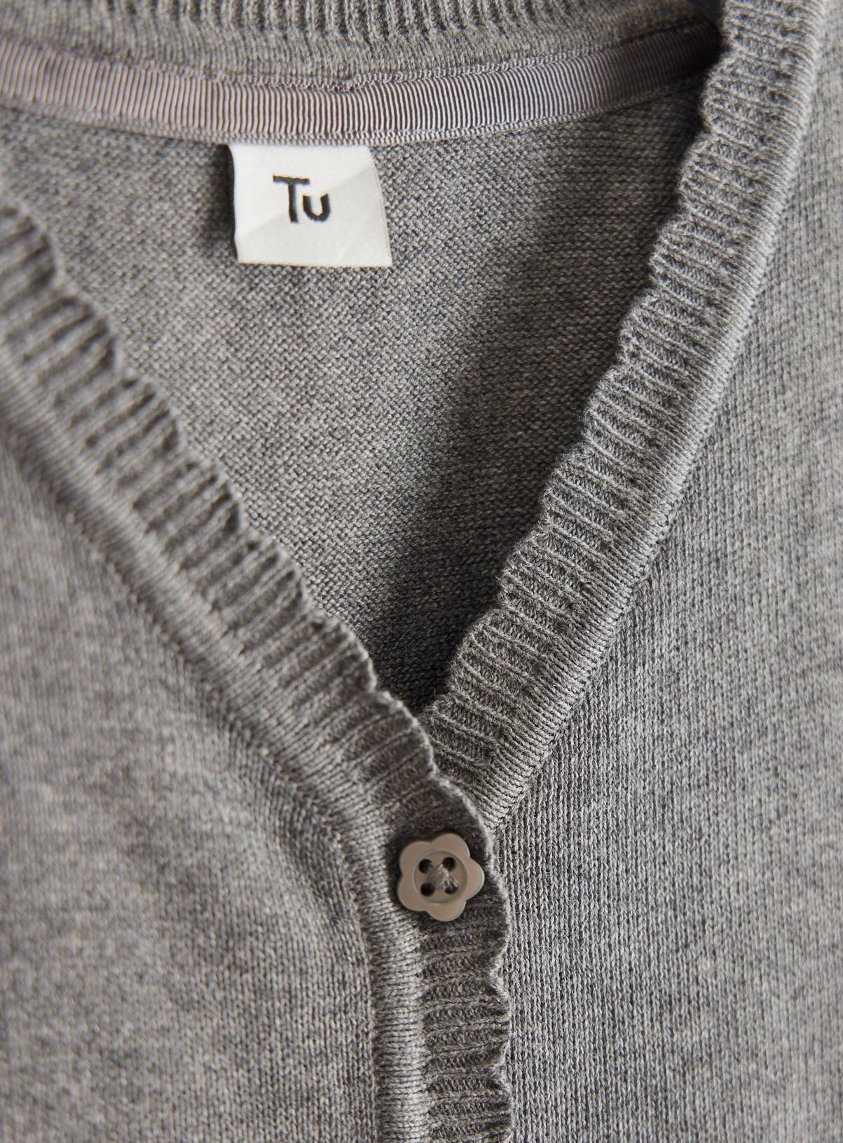 Grey Knitted Cotton V Neck Cardigan 2 Pack 9 years - Image 3