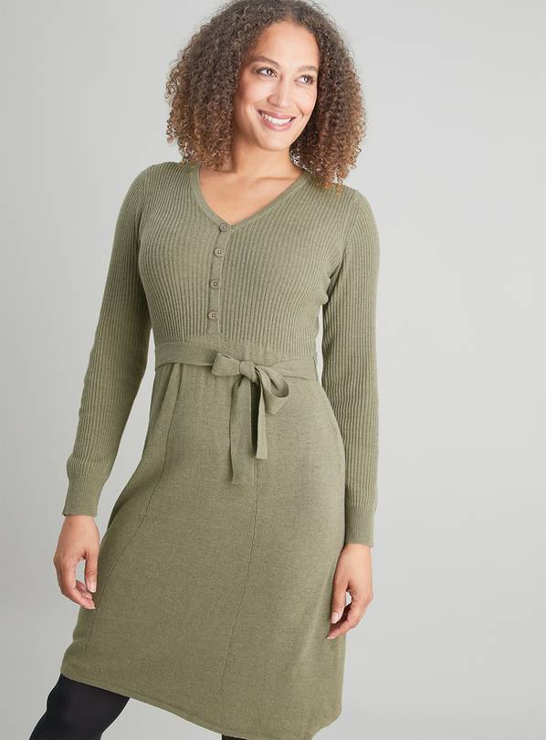 Buy Khaki V Neck Skater Jumper Dress 12 Dresses Tu