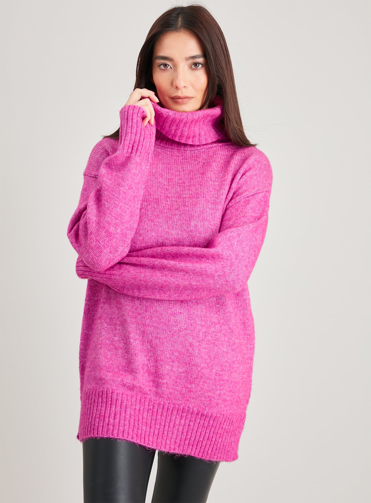 pink roll neck jumper