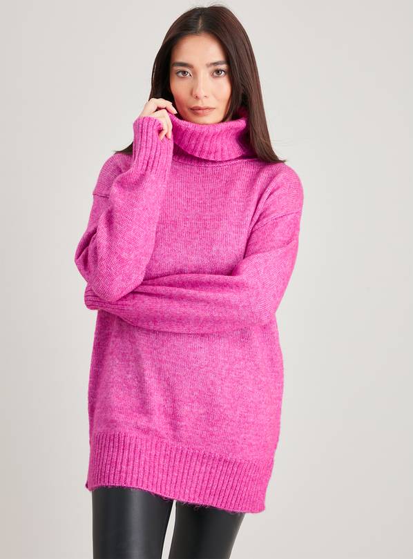 Pink oversized clearance roll neck jumper