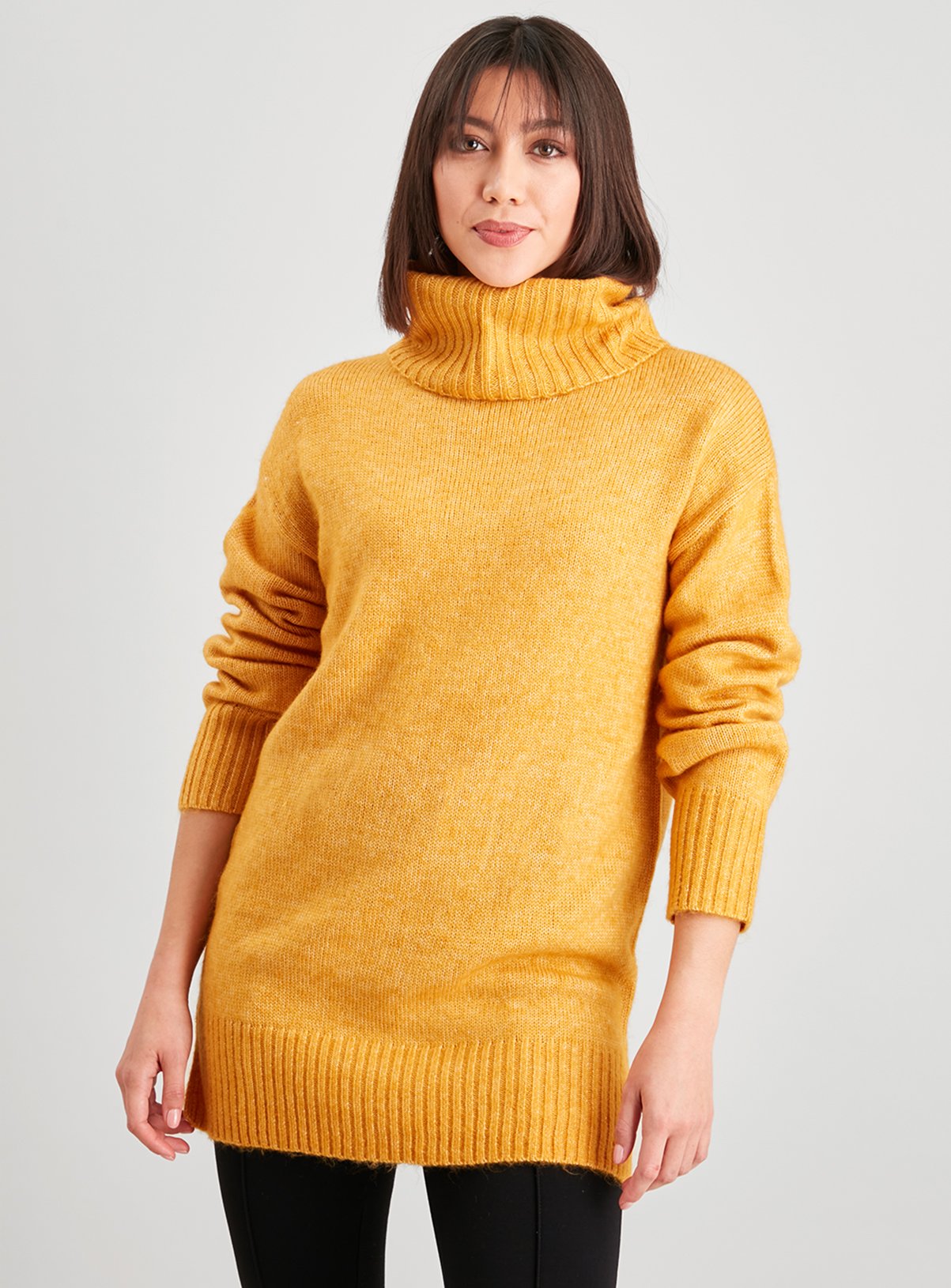 yellow polo neck jumpers