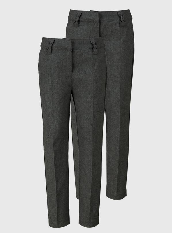 Buy Grey Woven Reinforced Knee Trousers 2 Pack 7 years School