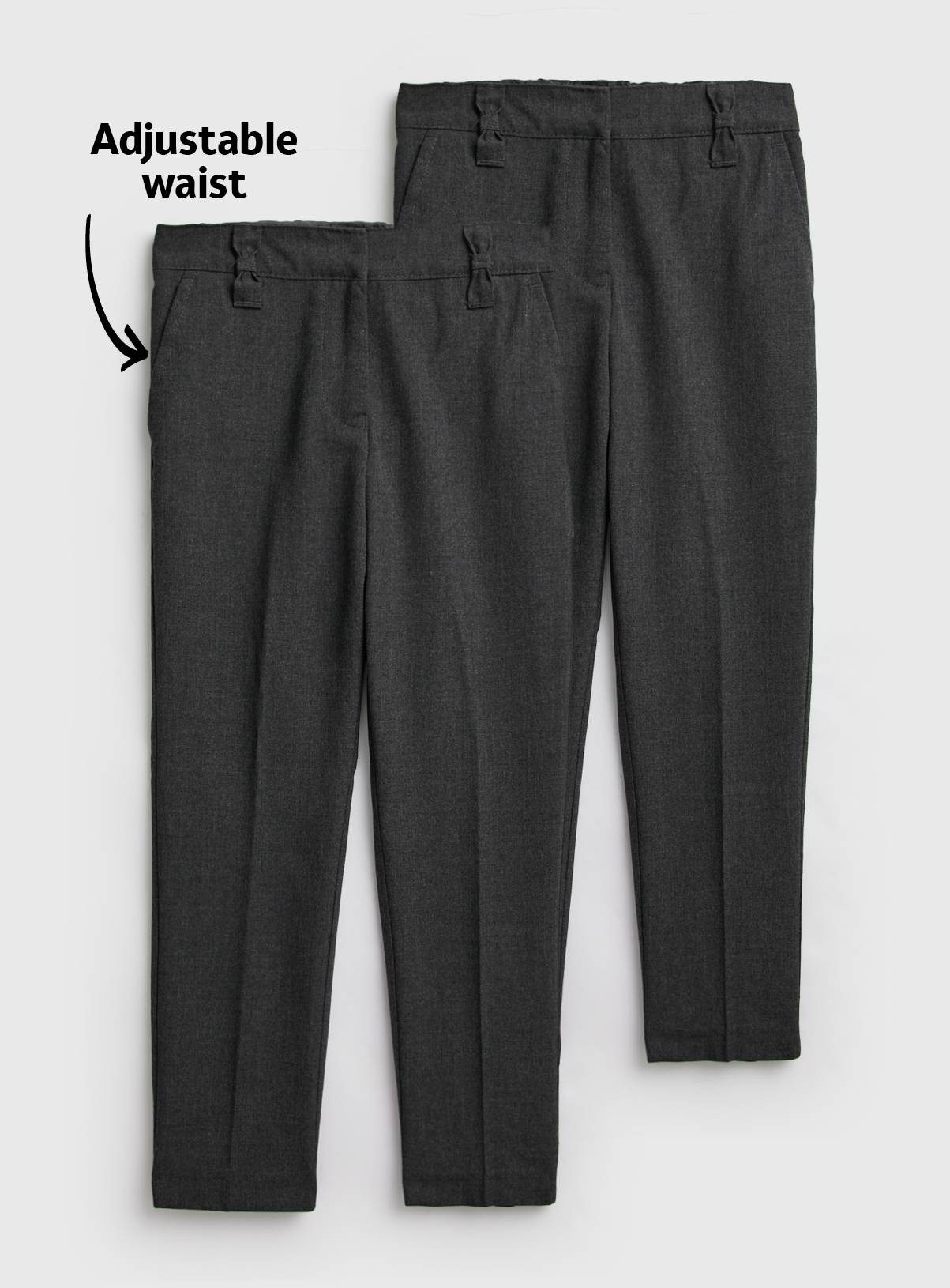 Grey Woven Reinforced Knee Trousers 2 Pack 9 years - Image 1