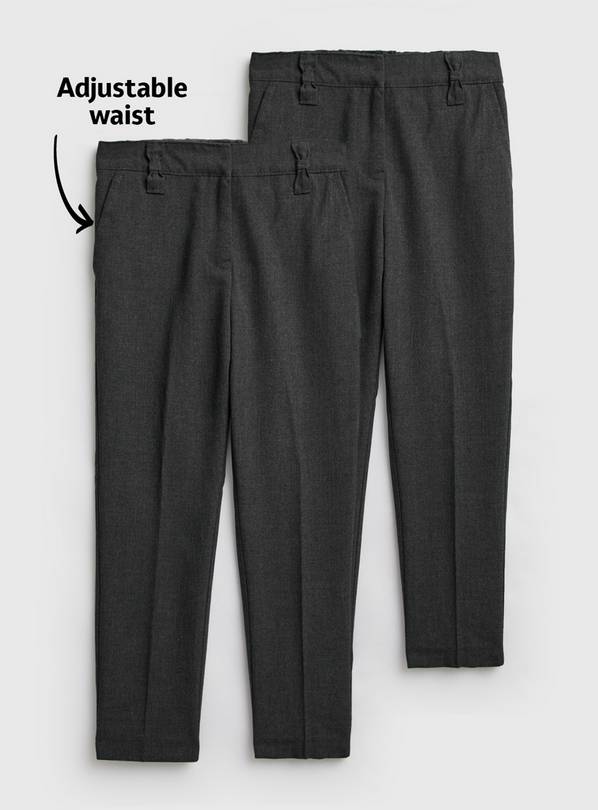Grey Woven Reinforced Knee Trousers 2 Pack 12 years