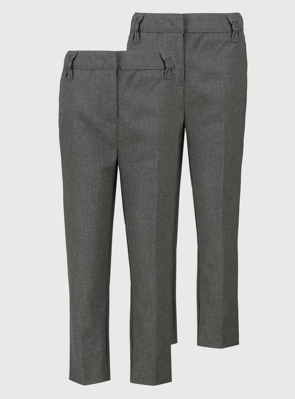 Grey Bow Detail Plus Fit Trousers 2 Pack 11 years