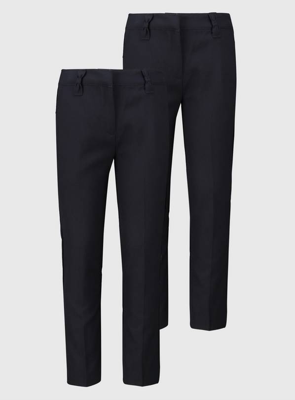 Buy Navy Woven Reinforced Knee Trousers 2 Pack 12 years School
