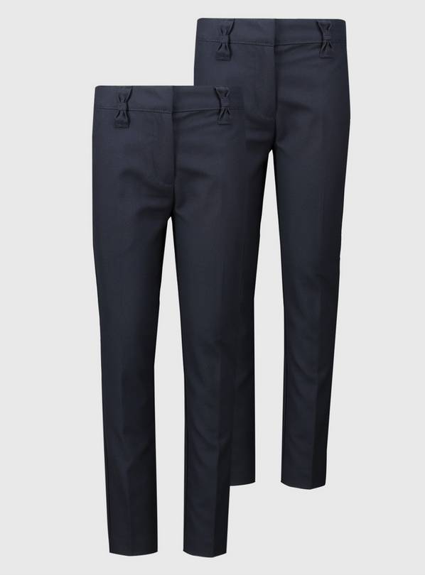 Navy Longer Length Bow Trousers 2 Pack - 6 years