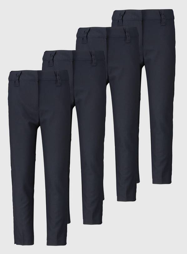 Buy Navy Woven Reinforced Knee Trousers 4 Pack 11 years School
