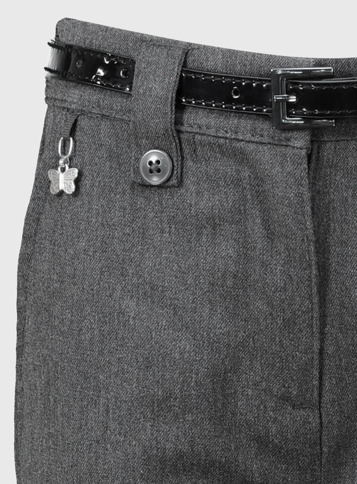 Grey Woven Belted School Trousers 6 years - Image 2