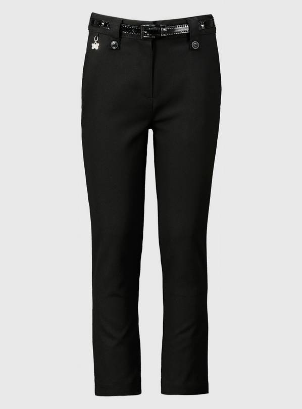 Buy Black Woven Belted School Trousers 4 years