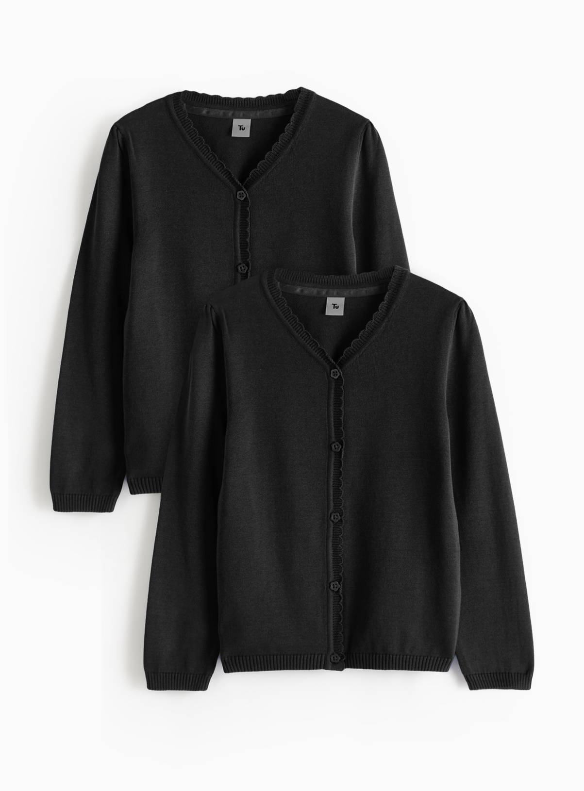 Black Knitted Cotton V Neck Cardigan 2 Pack 5 years - Image 1