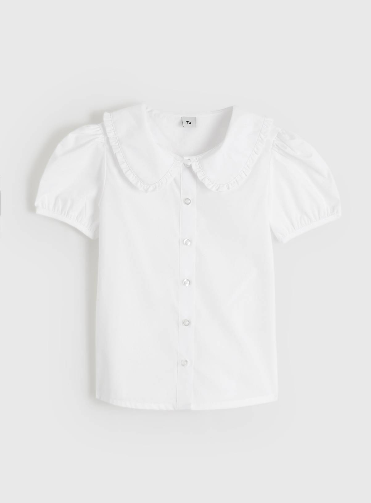 Perfect White Large Collar Short Sleeve Blouse 3 years - Image 1