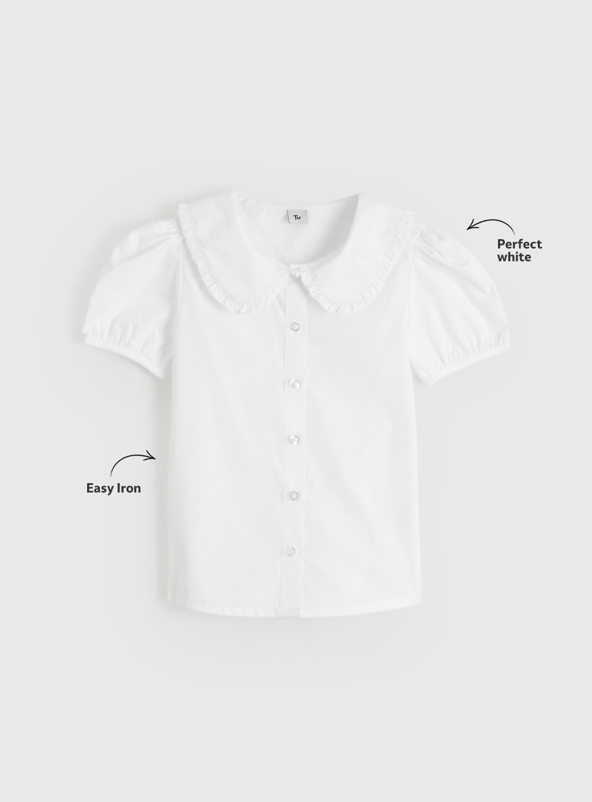 Perfect White Large Collar Short Sleeve Blouse 3 years - Image 2 thumbnail