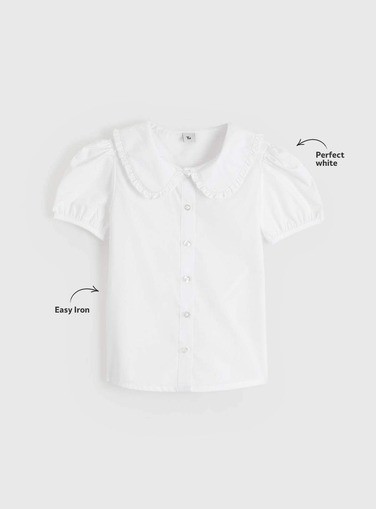 Perfect White Large Collar Short Sleeve Blouse 3 years - Image 2