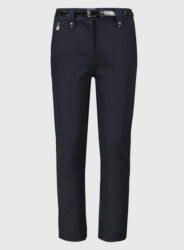 Navy Belted Woven Trousers - 9 years