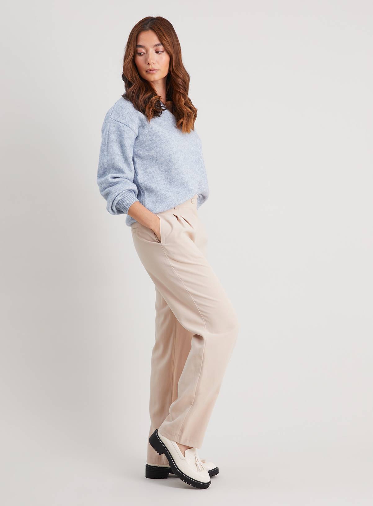 Blue Knitted Trophy Collar Jumper With Wool - 8 - Image 2