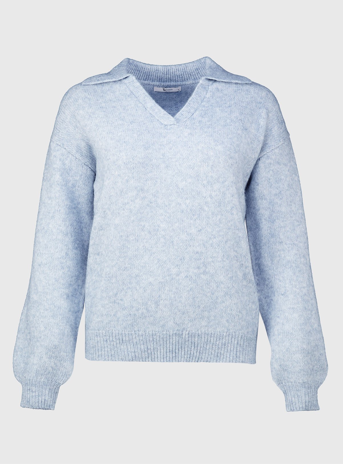 Blue Knitted Trophy Collar Jumper With Wool - 8 - Image 3 thumbnail