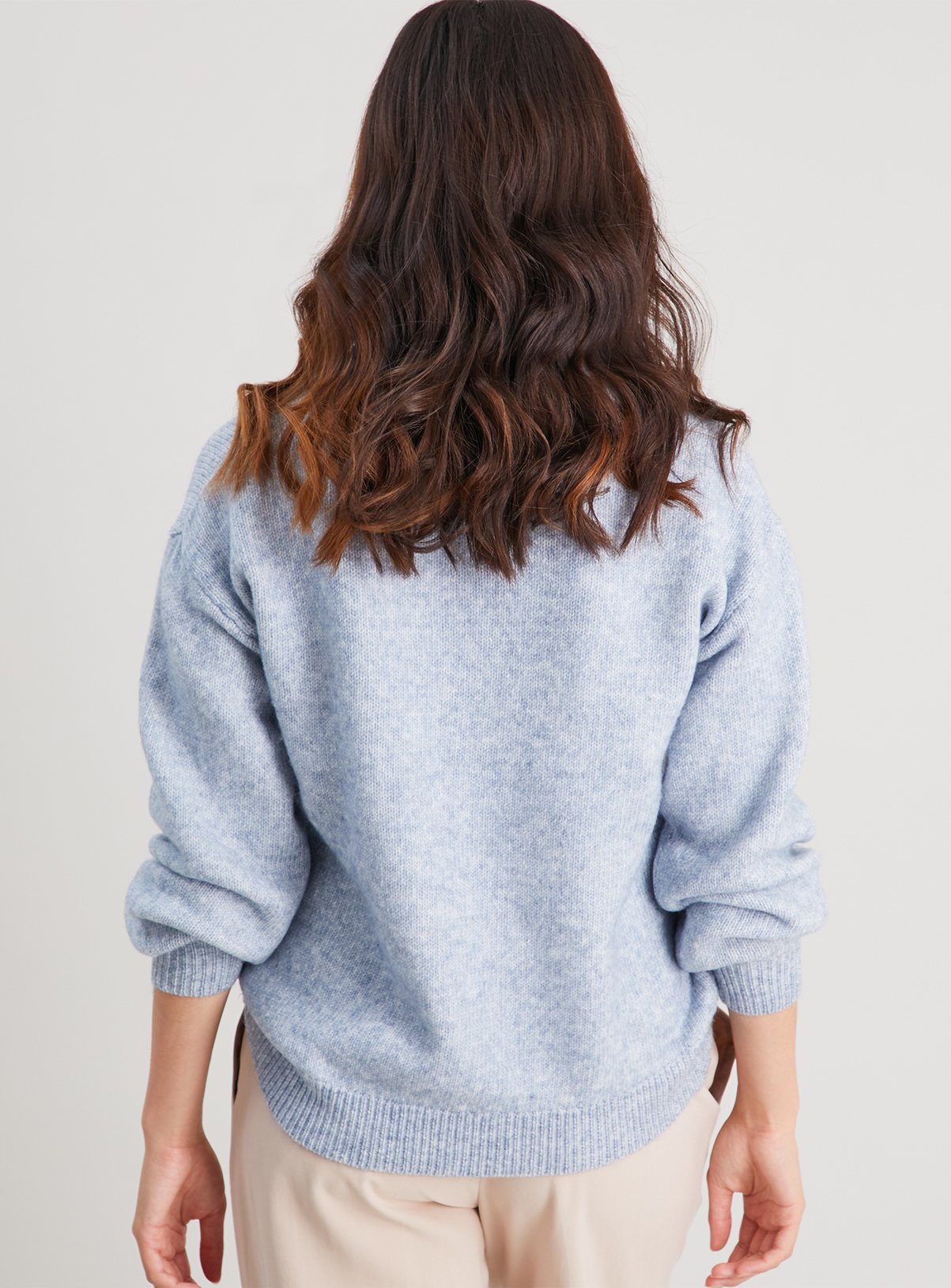 Blue Knitted Trophy Collar Jumper With Wool - 8 - Image 4 thumbnail