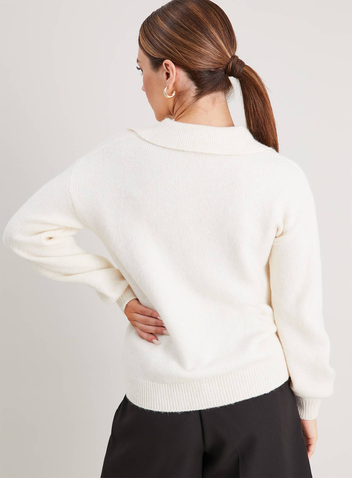 Cream Trophy Collar Jumper With Wool - 14 - Image 4