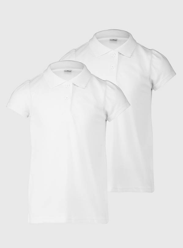 White Scallop Collar Polo Shirts 2 Pack 6 years