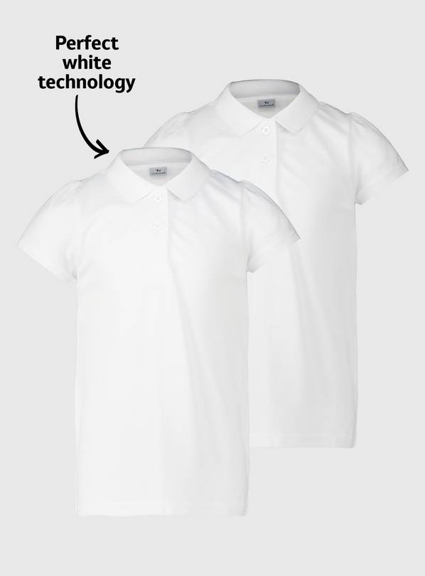 White Scallop Eco-Lite Polo Shirts 2 Pack 9 years