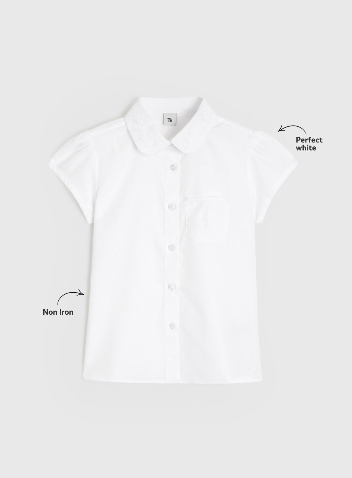 White Poly Cotton Embroidered Collar Blouses 2 Pack 3 years - Image 2 thumbnail