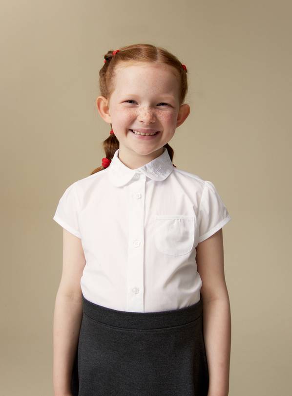 Buy White Embroidered Collar Blouse 2 Pack 3 years | School shirts