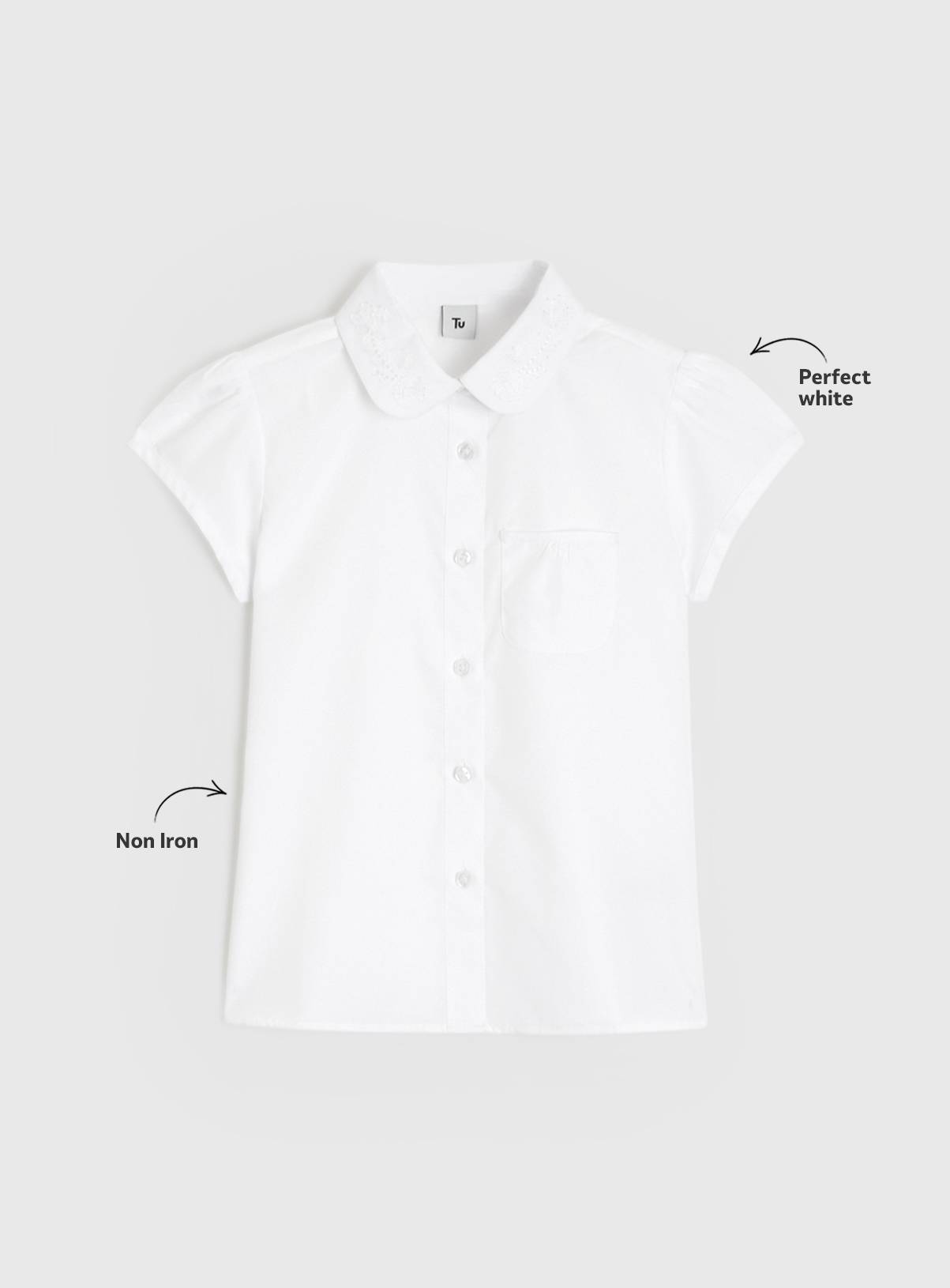 White Poly Cotton Embroidered Collar Blouses 2 Pack 3 years - Image 2