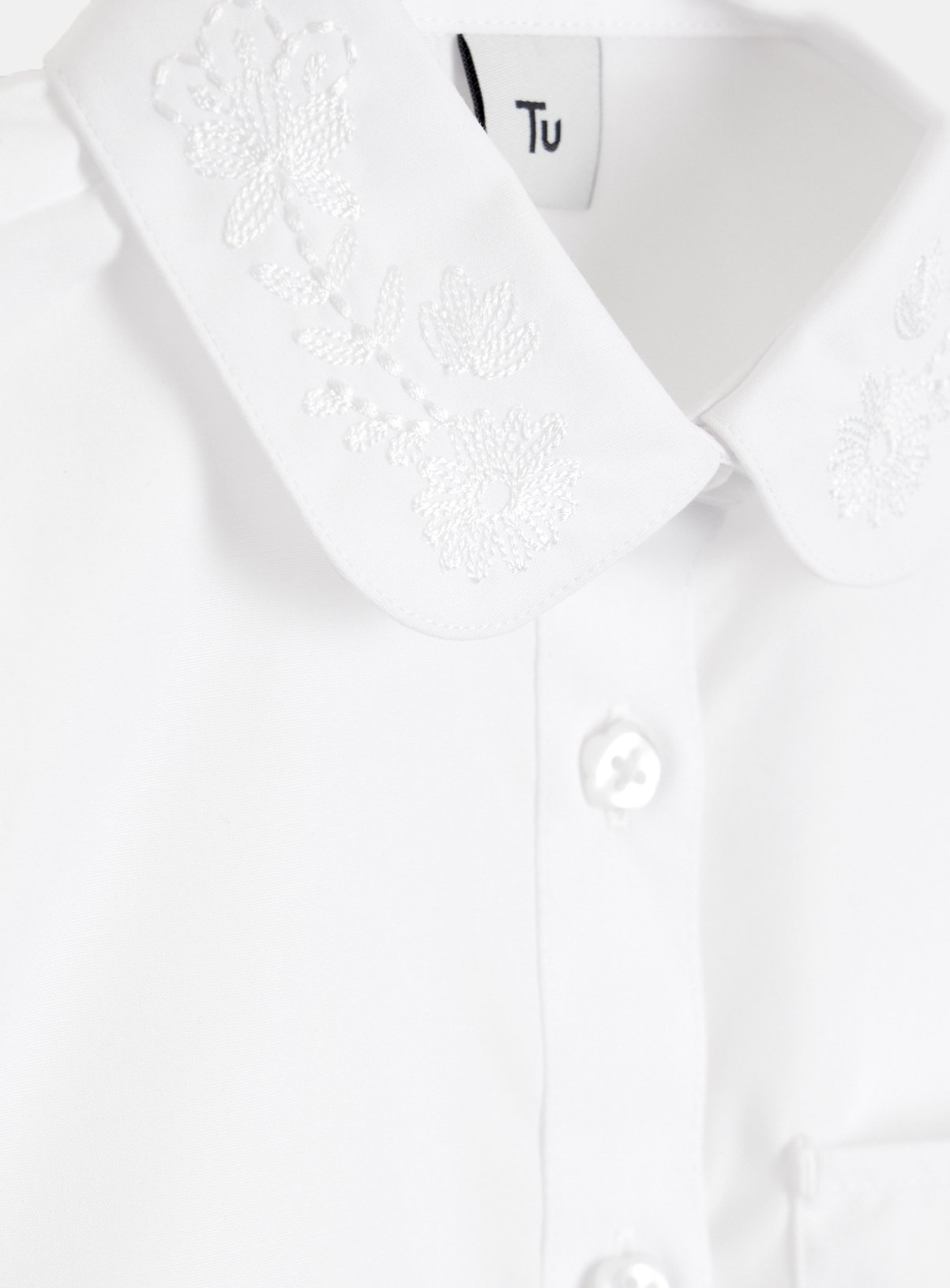 White Poly Cotton Embroidered Collar Blouses 2 Pack 3 years - Image 3 thumbnail