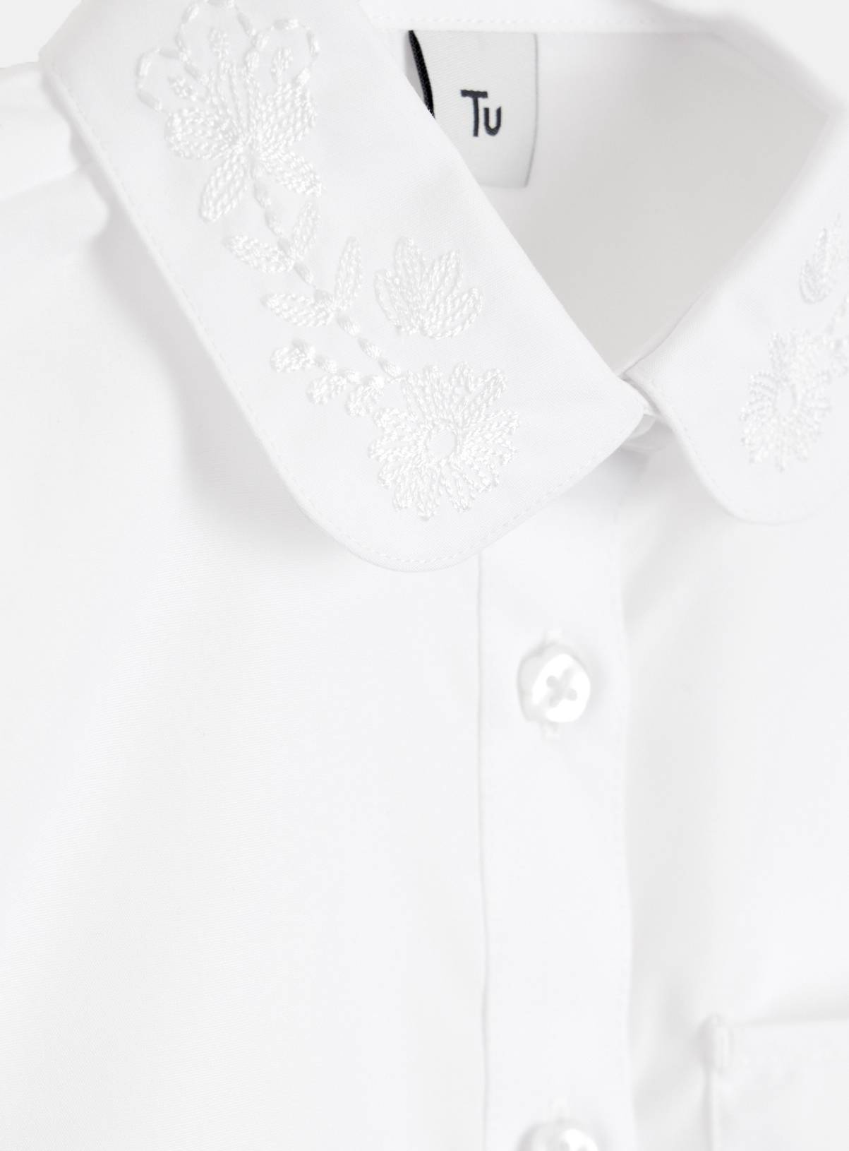 White Poly Cotton Embroidered Collar Blouses 2 Pack 3 years - Image 3