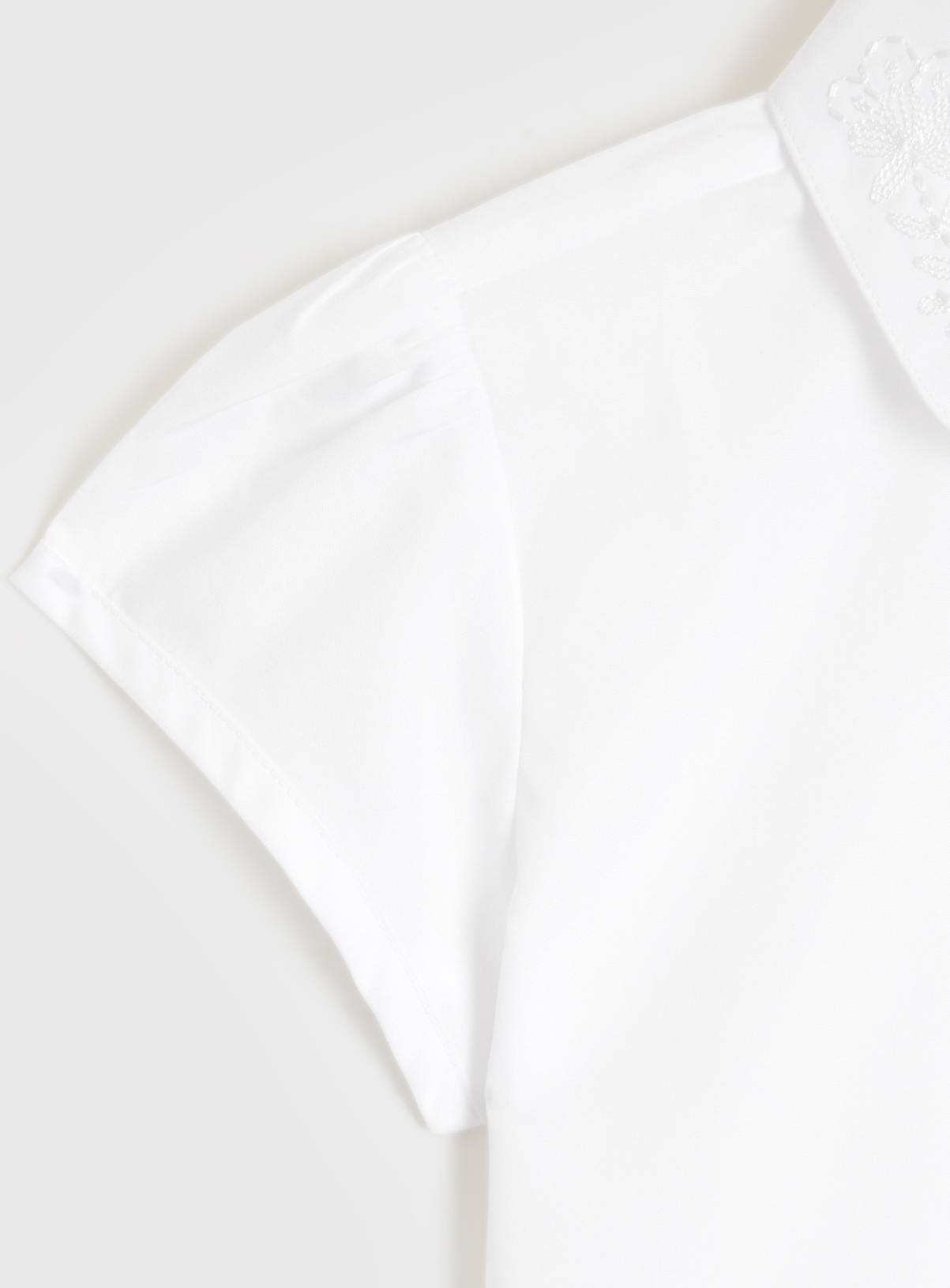 White Poly Cotton Embroidered Collar Blouses 2 Pack 3 years - Image 4